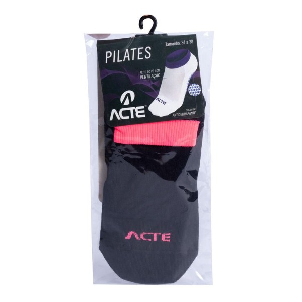 Encontraproduto.com.br - Meia Para Pilates Preto com Rosa F3-PR Acte