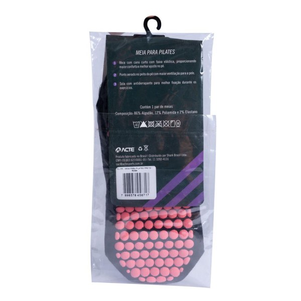 Encontraproduto.com.br - Meia Para Pilates Preto com Rosa F3-PR Acte