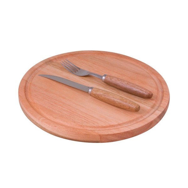 Encontraproduto.com.br - Kit para Servir Churrasco Sutil com Tábua 3 Peças