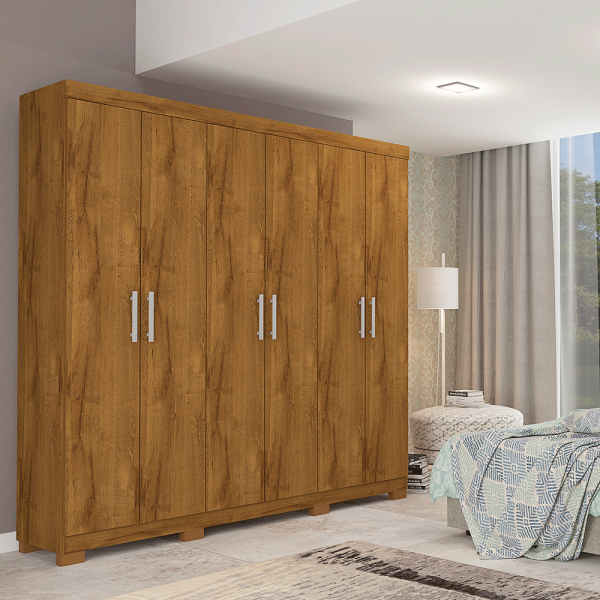 Encontraproduto.com.br - Guarda Roupa Docelar Munique 06 portas com 02 Gavetas e Pés - Rovere