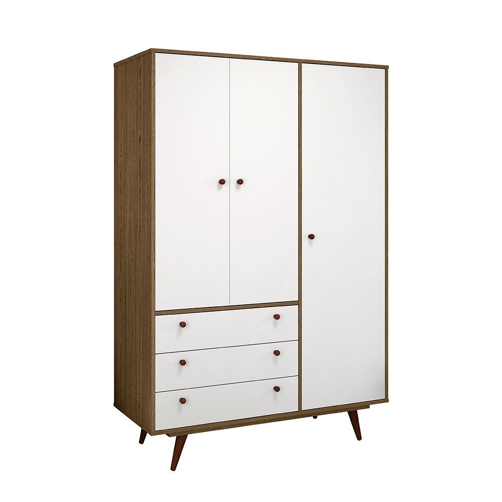 Encontraproduto.com.br - Guarda-Roupa Casal Retrô Plus 3 PT 3 GV Rustik Carvalho e Branco
