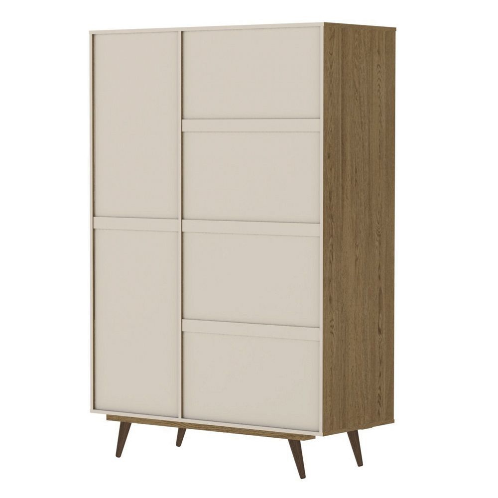 Encontraproduto.com.br - Guarda-Roupa Casal Retrô Plus 3 PT 3 GV Rustik Carvalho e Branco