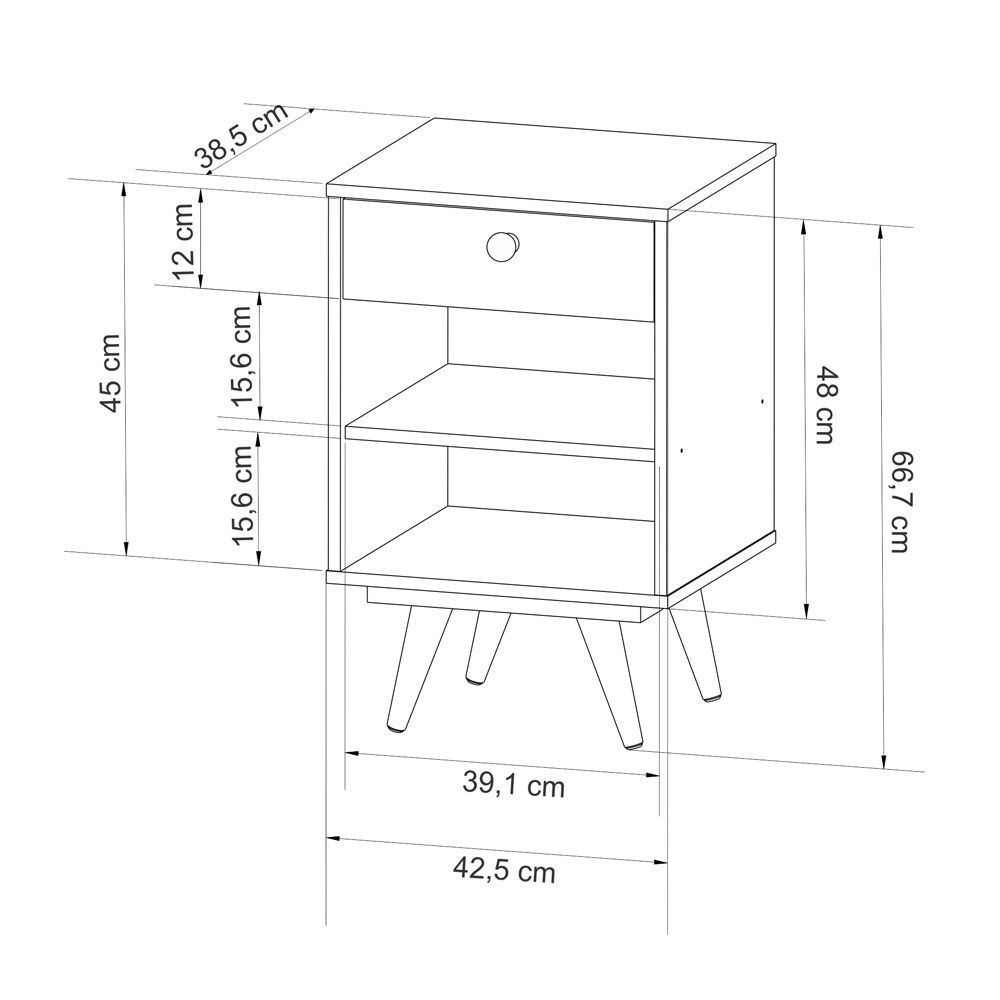 Encontraproduto.com.br - Mesa Cabeceira Retro Plus Branco Mdf/mdp 42cm Olivar - Cor: Branco