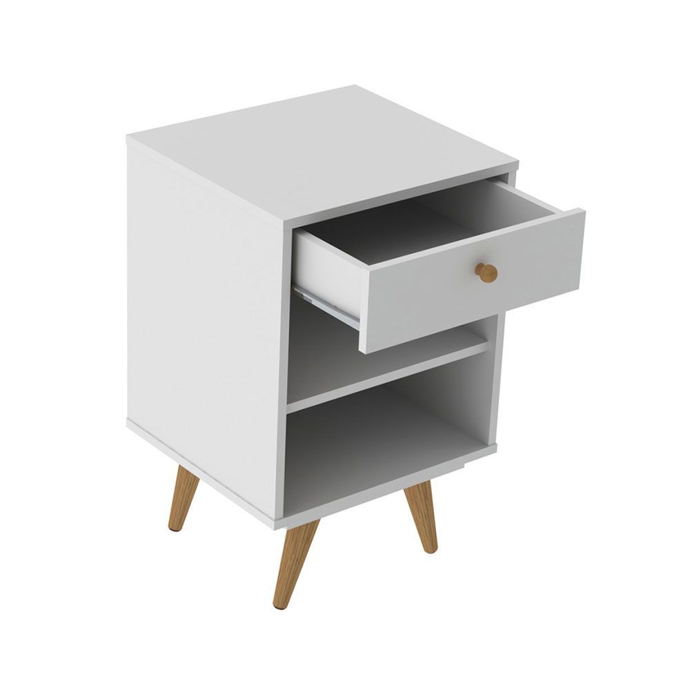 Encontraproduto.com.br - Mesa Cabeceira Retro Plus Branco Mdf/mdp 42cm Olivar - Cor: Branco