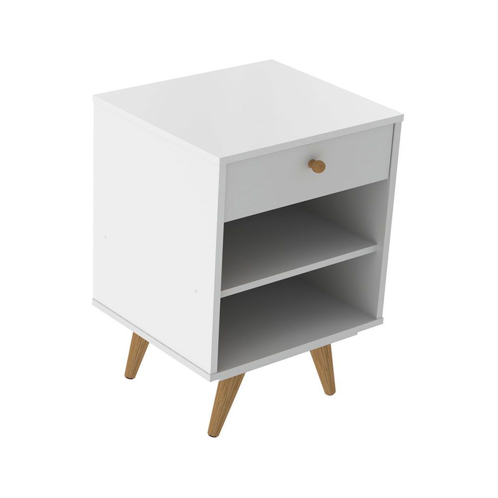 Encontraproduto.com.br - Mesa Cabeceira Retro Plus Branco Mdf/mdp 42cm Olivar - Cor: Branco