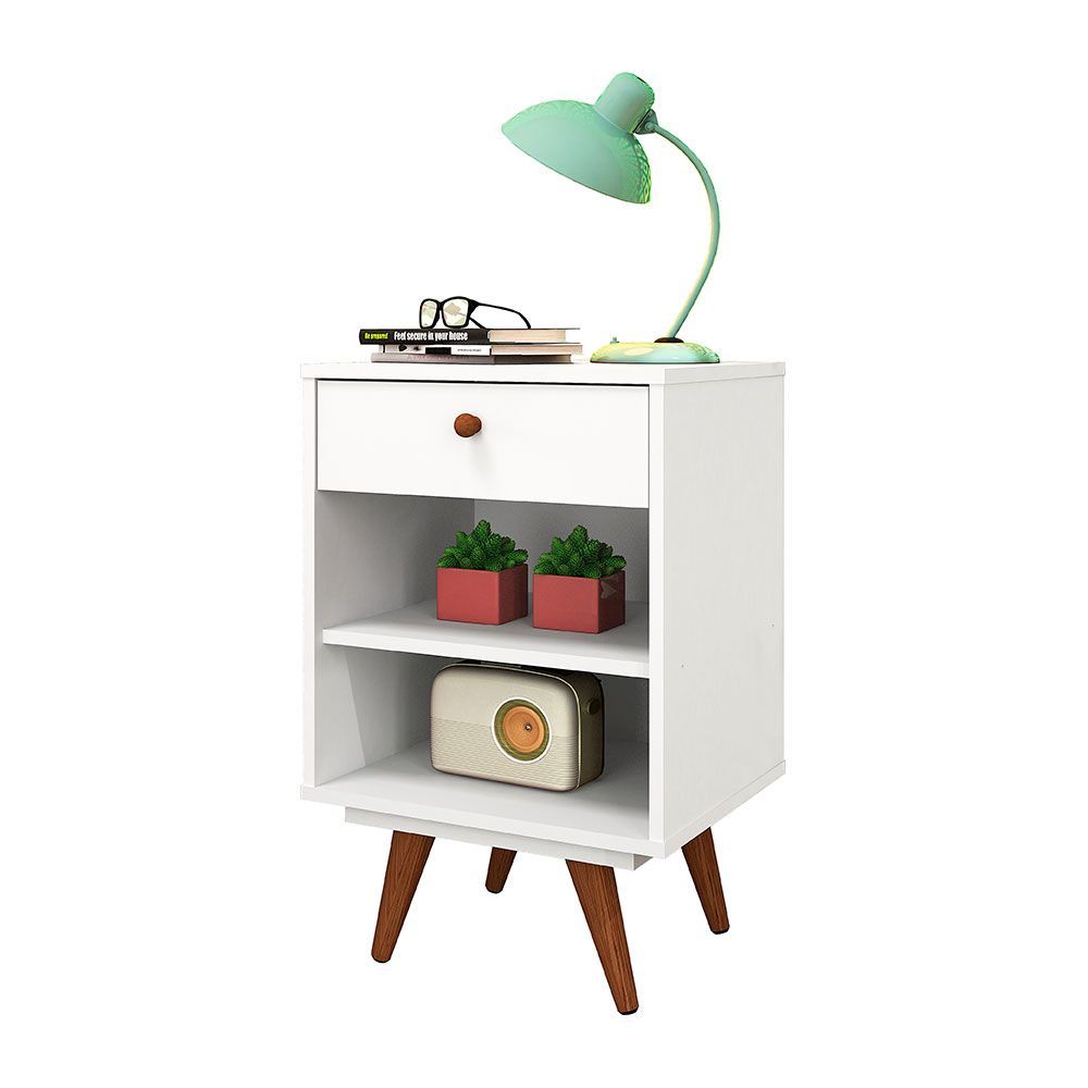 Encontraproduto.com.br - Mesa Cabeceira Retro Plus Branco Mdf/mdp 42cm Olivar - Cor: Branco