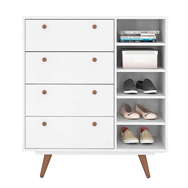 Encontraproduto.com.br - Cômoda 4 Gavetas e 1 Porta Retrô 30 Olivar Branco
