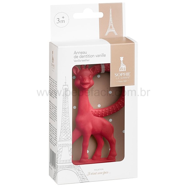 Encontraproduto.com.br - Mordedor Infantil Bebê 100% Natural Girafa Vanilla Vermelha Sophie La Girafe