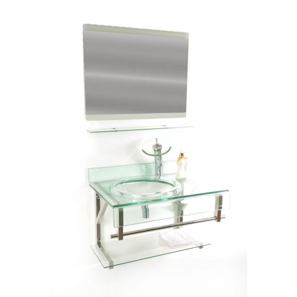 Gabinete de Vidro 70cm para Banheiro Turquia Incolor - Ekasa