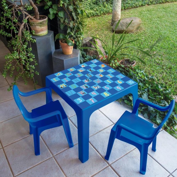 Encontraproduto.com.br - Mesinha Mor Estampada Kids Azul Mor