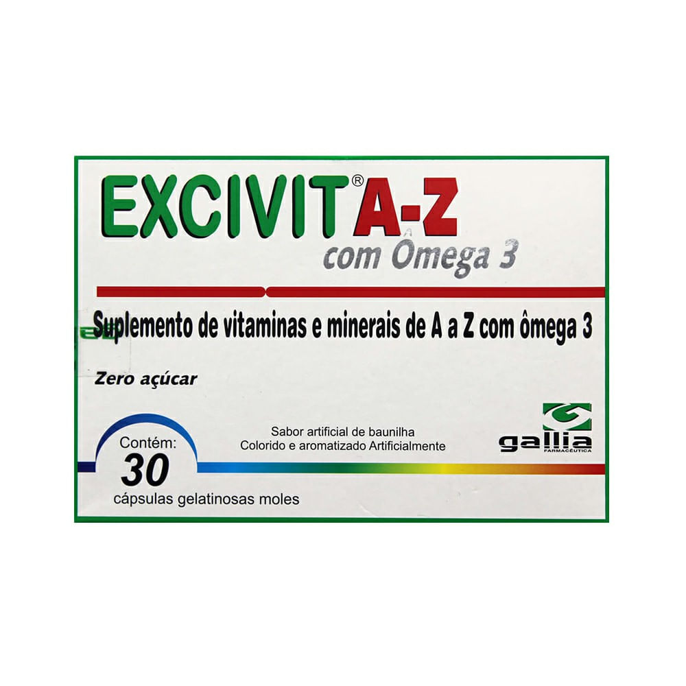 Suplemento Alimentar Gallia Excivit AZ com Ômega 3 - 30 Cápsulas