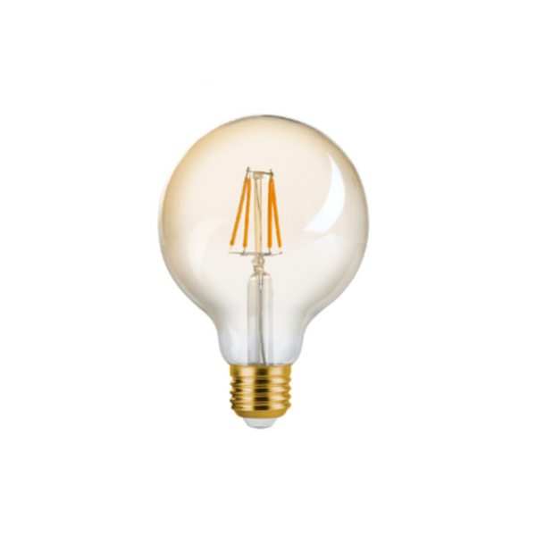 Encontraproduto.com.br - Lâmpada LED Filamento G95 E-27 Bivolt 4W 2200K Branco Quente 300 Lúmens Vintage Amber Saveenergy