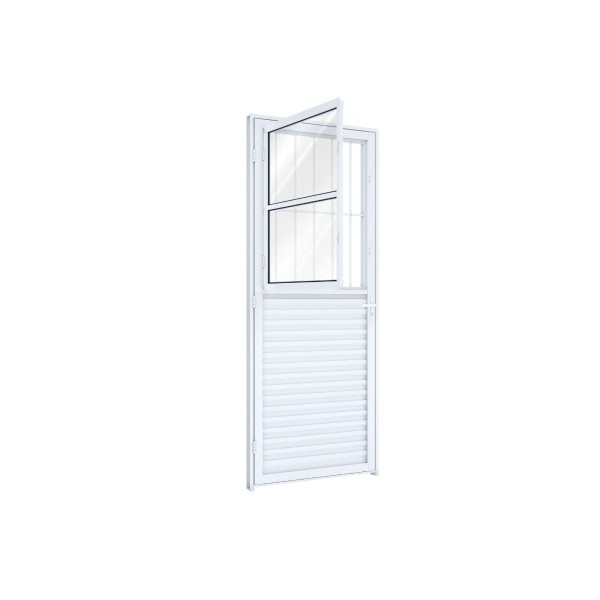 Encontraproduto.com.br - Porta Riobrás Alumínio 215x085 A133.1 Branco Giro Com Postigo Abertura Esquerda