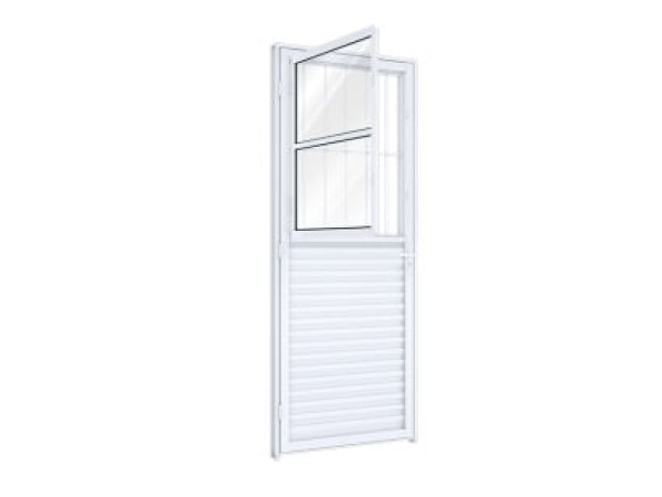 Encontraproduto.com.br - Porta Riobrás Alumínio 215x085 A133.1 Branco Giro Com Postigo Abertura Esquerda