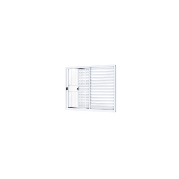 Venez Rio Alumínio De Correr Lateral 3 Folhas Com Grade 100x100 Esquerda Branco Ullian