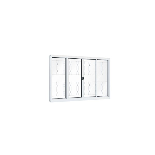 Encontraproduto.com.br - Janela Rio Bras Pronta De Correr Central Grade Mosaico 100x200 Branco Ullian