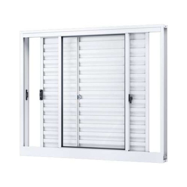 Veneziana Riobras Alumínio De Correr Lateral Sem Grade 3 Folhas 100x100 Branco Ullian