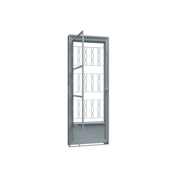 Encontraproduto.com.br - Porta Riobras Com Postigo E Grade Mosaico 215x85 Direita Sem Pintura E Sem Vidro Ullian