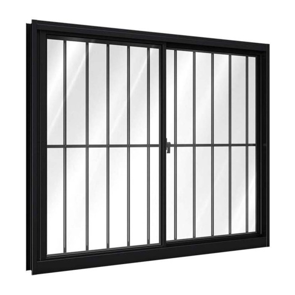Encontraproduto.com.br - Janela Riobras Alumínio De Correr Lateral 2 Folhas Móveis Com Grade 100x120 Preta Ullian