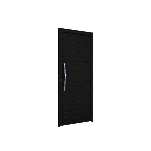Porta Riobrás Alumínio 215X89 PA183.1 Preto Giro Lambri Abertura Esquerda Com Puxador 60cm