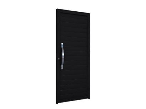 Porta Riobrás Alumínio 215X89 PA183.1 Preto Giro Lambri Abertura Esquerda Com Puxador 60cm