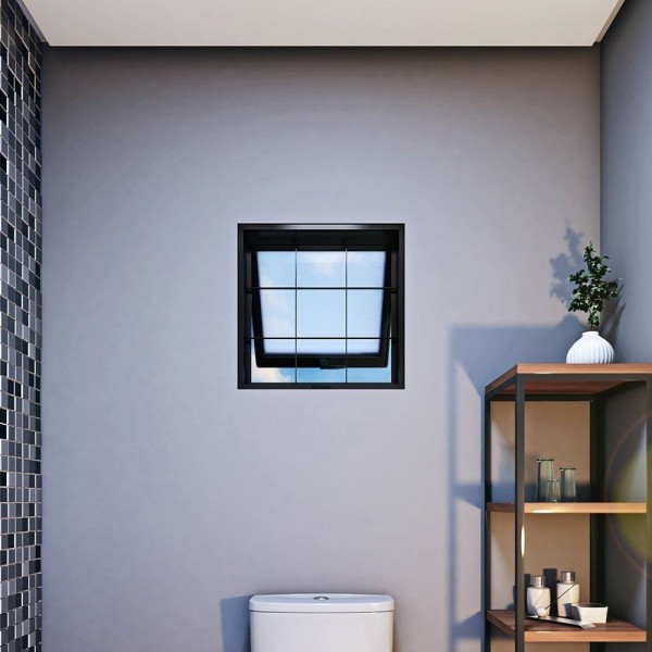 Encontraproduto.com.br - Janela De Aço Maxim-ar Com Grade Quadrada 60x80cm Aço Pronto Riobras Preto