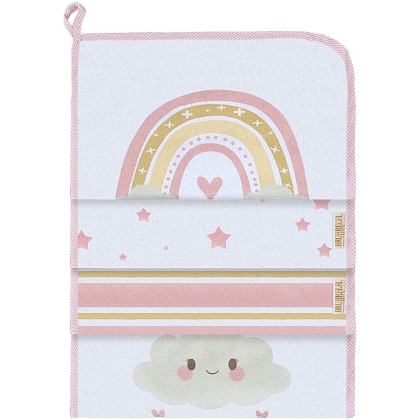Encontraproduto.com.br - Kit com 4 paninhos de boca para bebê em felpa Céu Rosa - Brubrelel Baby