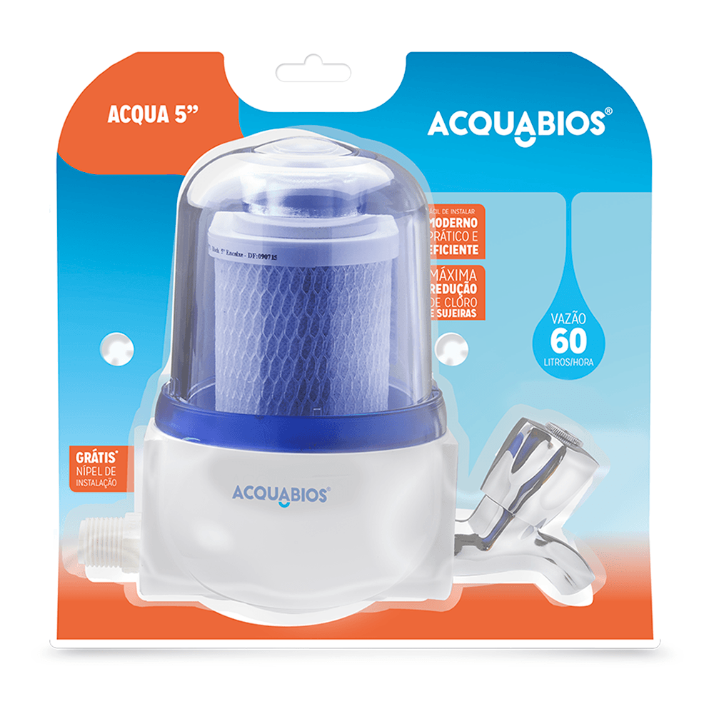 Encontraproduto.com.br - Torneira Pia Cozinha de Parede com Filtro Acquabios Parede Carbon Block Transparente com Torneira Metal 5