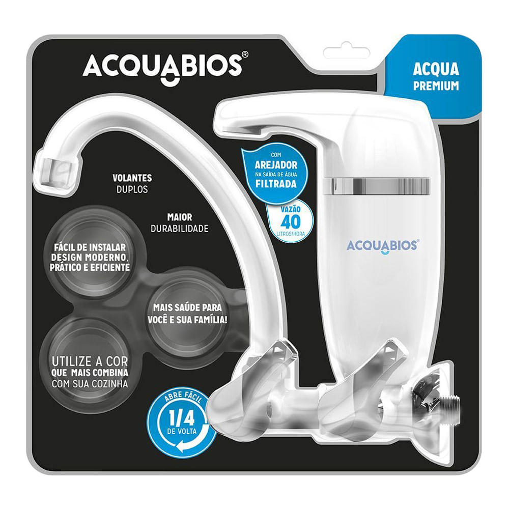 Encontraproduto.com.br - Torneira Móvel com Filtro Parede Acqua Premium Acquabios Branca