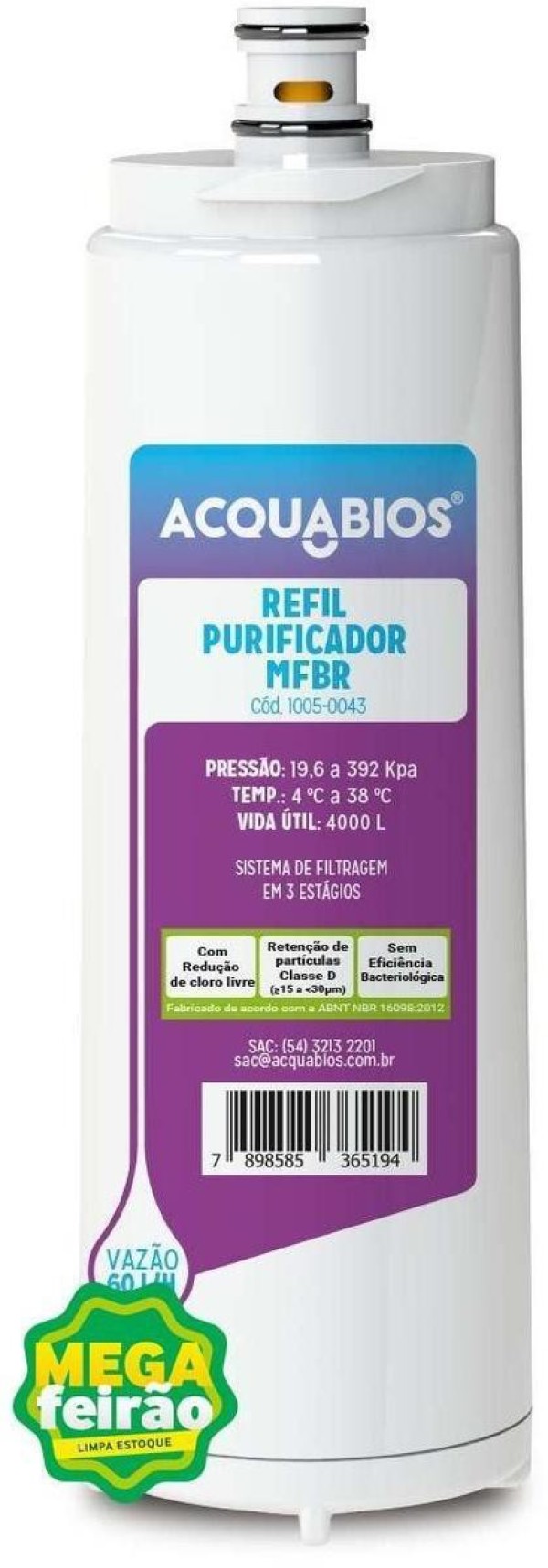 Refil Filtro de Água Para Torneira Acquabios MF Branco