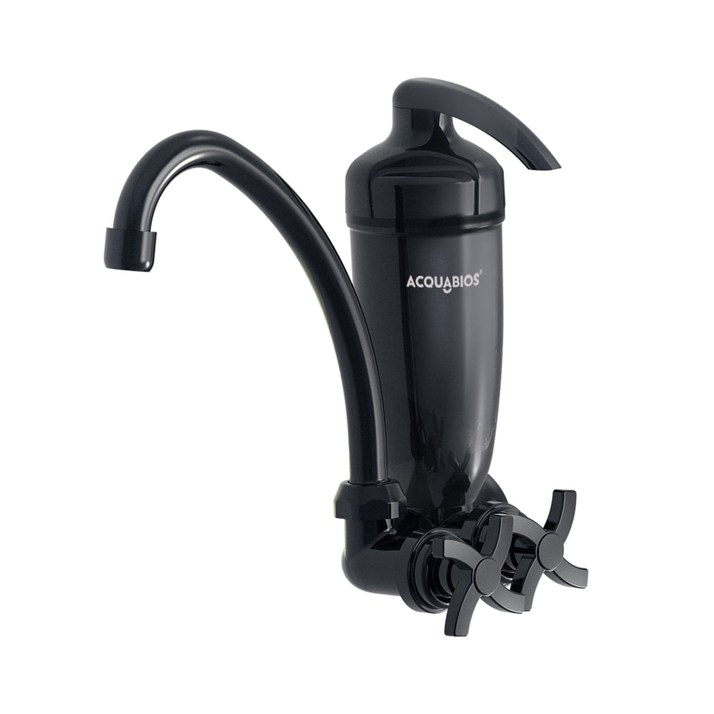 Encontraproduto.com.br - Torneira Parede Com Filtro New Abre Fácil Preto Acquabios