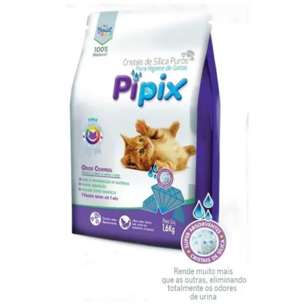 Encontraproduto.com.br - Micro Sílica Areia Higiênica Fina para Gatos 1,6kg Pipix