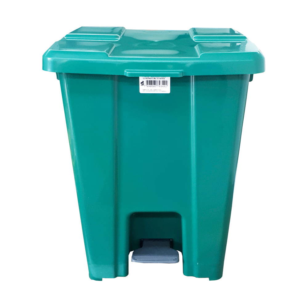 Encontraproduto.com.br - Lixeira JSN Plastica Quadrada com Pedal 25 Litros Verde