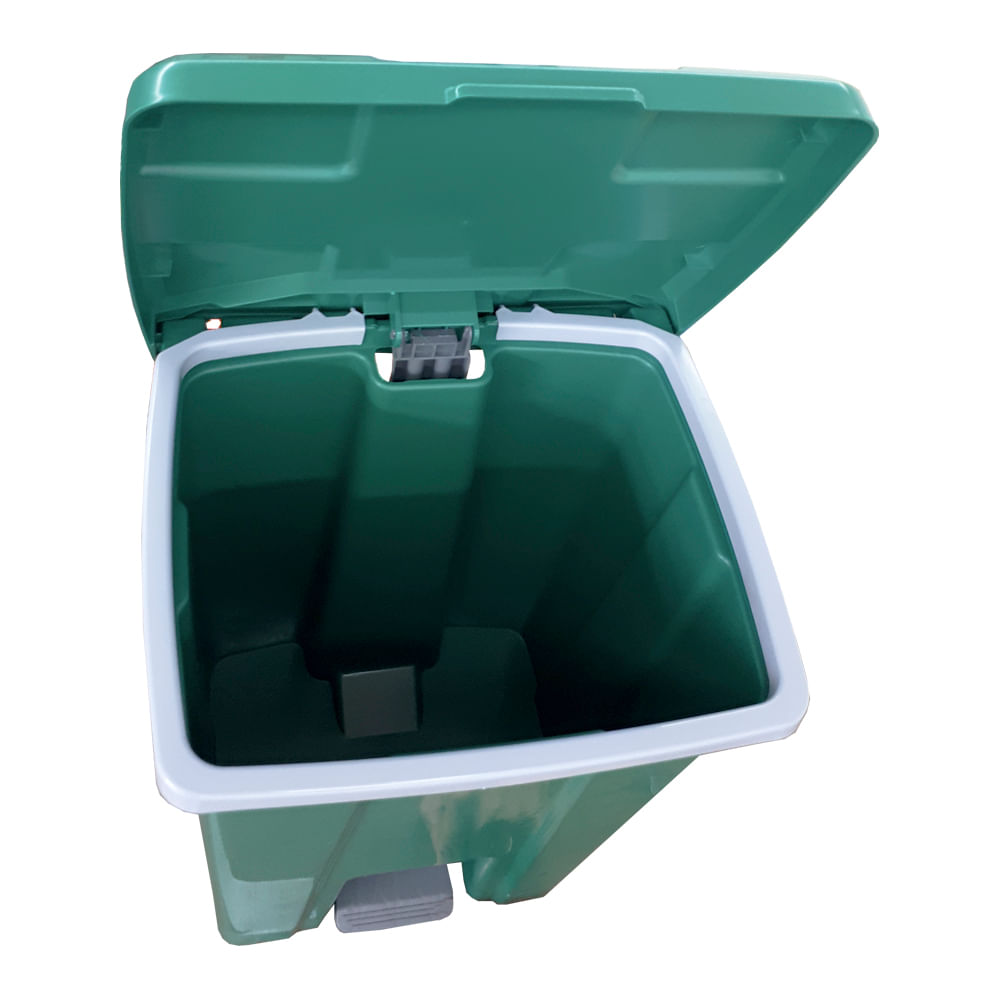 Encontraproduto.com.br - Lixeira JSN Plastica Quadrada com Pedal 25 Litros Verde