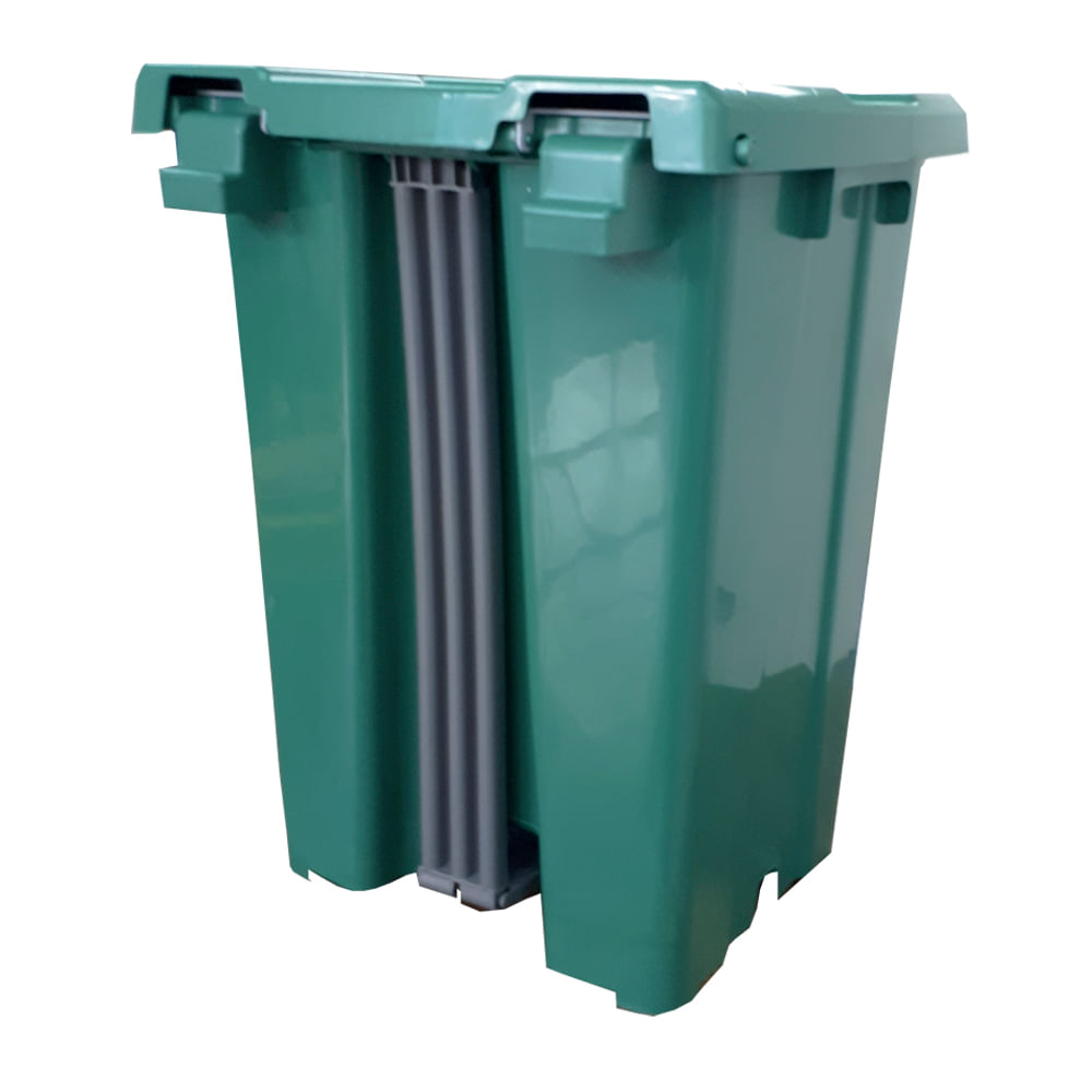 Encontraproduto.com.br - Lixeira JSN Plastica Quadrada com Pedal 25 Litros Verde