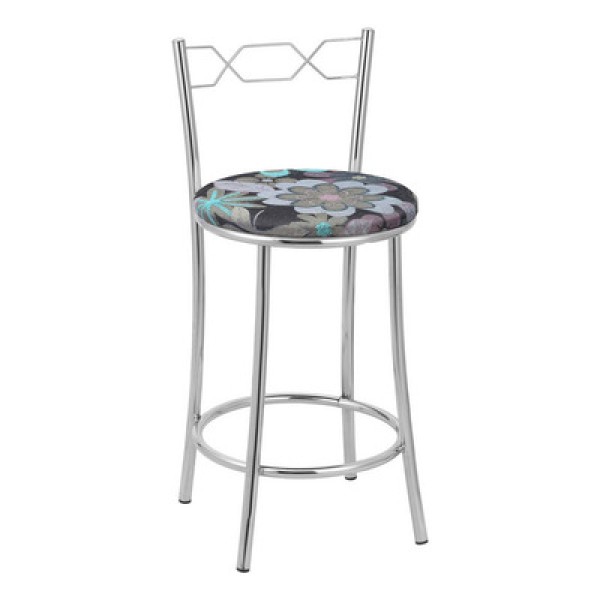 Kit 2 Banquetas Cromadas Assento Espuma D15 Treparoni Bege