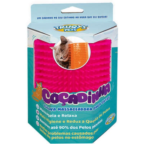 Encontraproduto.com.br - Escova Massageadora Coçadinha Rosa para Gatos – Truqys Pet