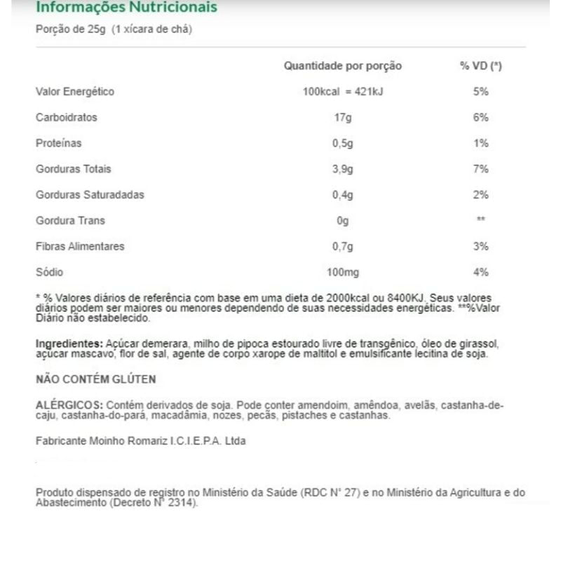 Encontraproduto.com.br - Pipoca Pronta Integral Caramelo com Flor de Sal Sem Glúten Mundo Verde Seleção Pacote 150g