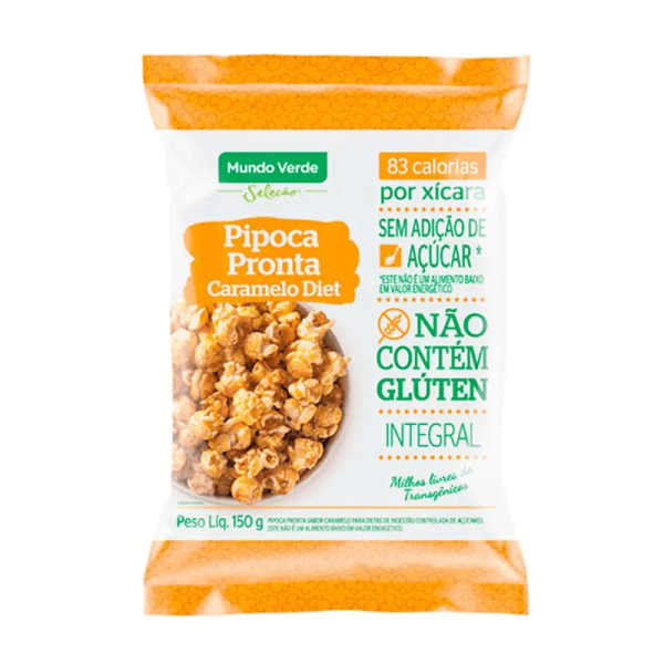 Encontraproduto.com.br - Pipoca Pronta Integral Caramelo Diet Sem Glúten e Sem Açúcar Mundo Verde Seleção Pacote 150g