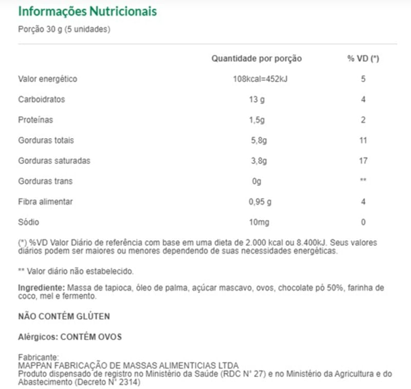 Encontraproduto.com.br - cookie de tapioca sabor chocolate 50g mv selecao