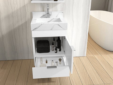 Gabinete para Banheiro Suspenso Com Gaveta Club Kit 40Cm Branco Bumi