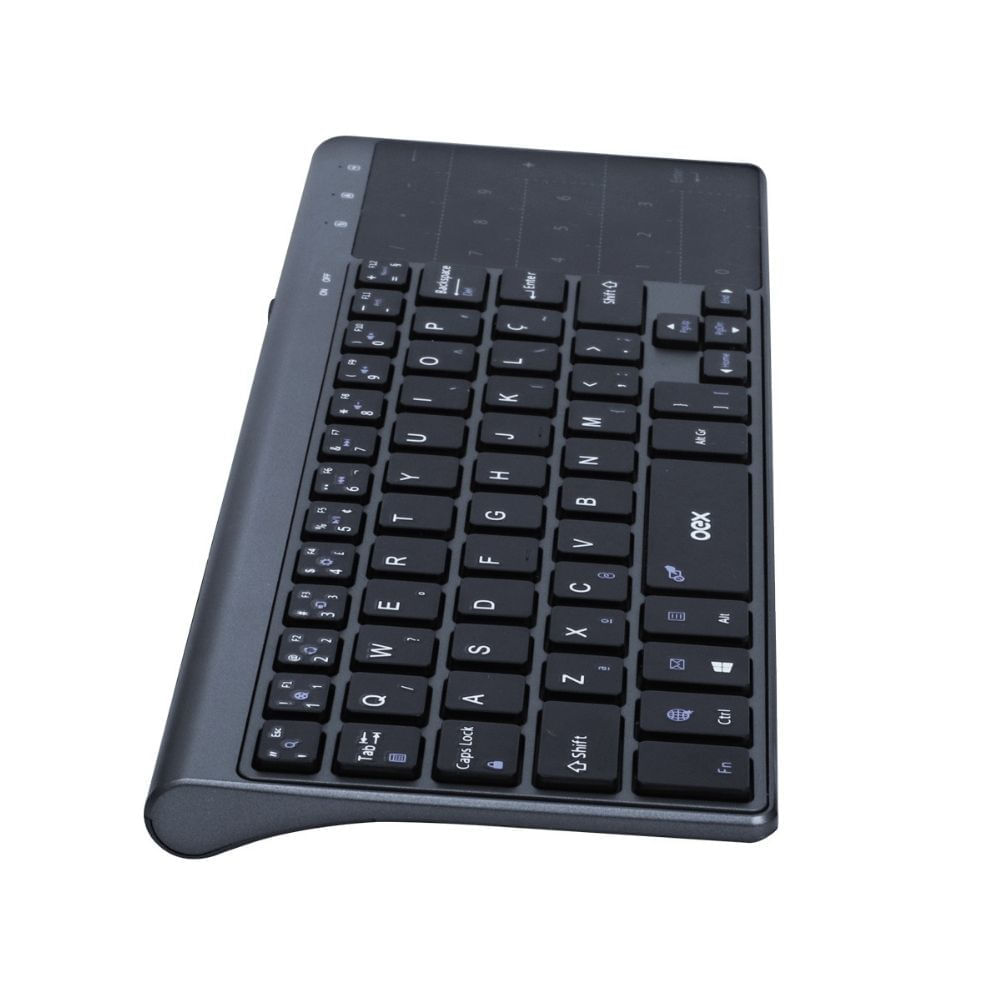 Encontraproduto.com.br - Mini Teclado Bluetooth Touchpad Oex Premium Tc503 Chumbo