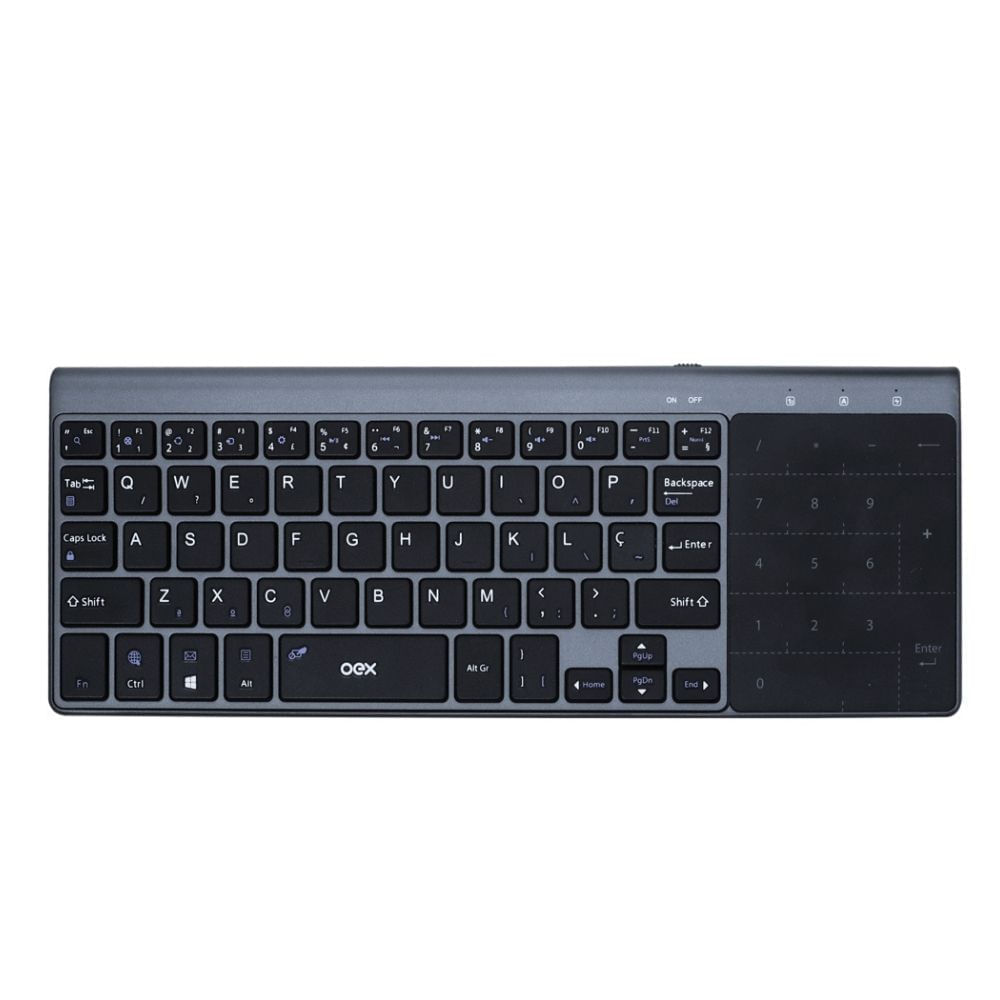 Encontraproduto.com.br - Mini Teclado Bluetooth Touchpad Oex Premium Tc503 Chumbo