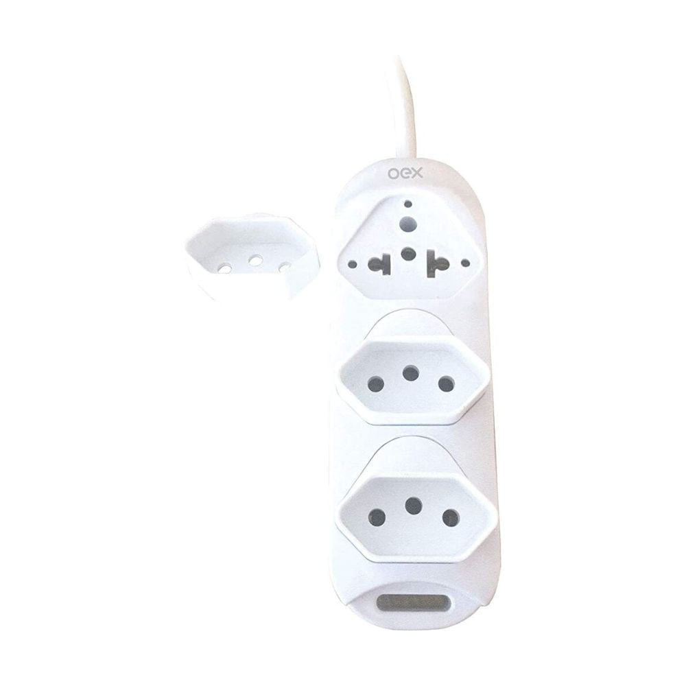 Encontraproduto.com.br - Tomada Multipla Com 3 Entradas Removíveis Oex Tm100 Branco