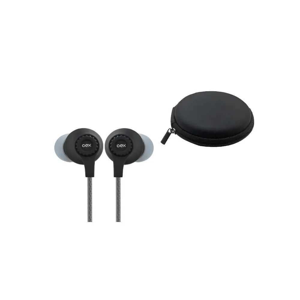 Display Com 6 Fones De Ouvido Com Microfone E Case De Proteção Oex Case Soft Fn208 Preto