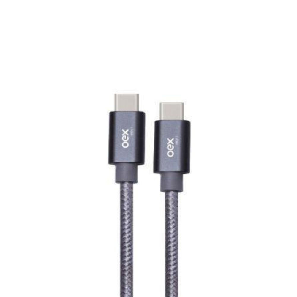 Cabo Type C Em Nylon Trançado Oex Ce200 - 1.5M - Cinza