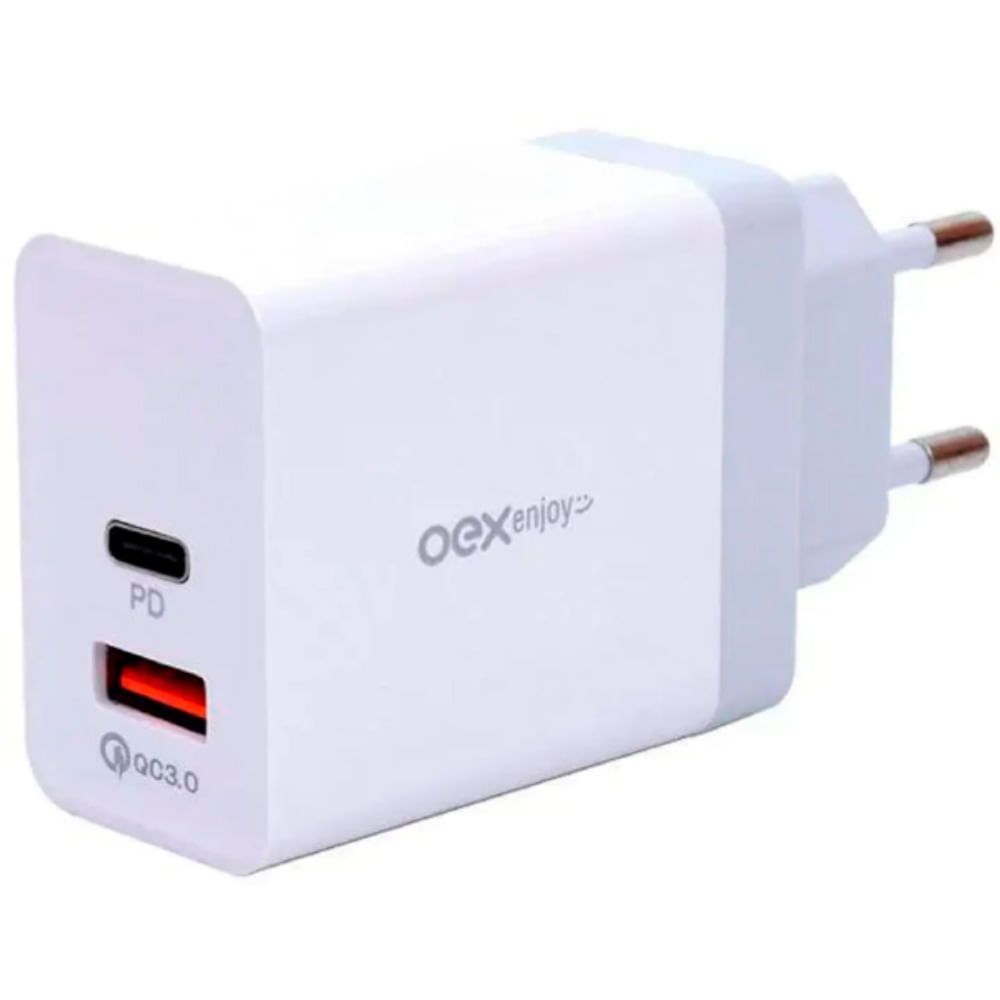 Carregador de Tomada Duplo 36W USB e USB-C CG203 - OEX