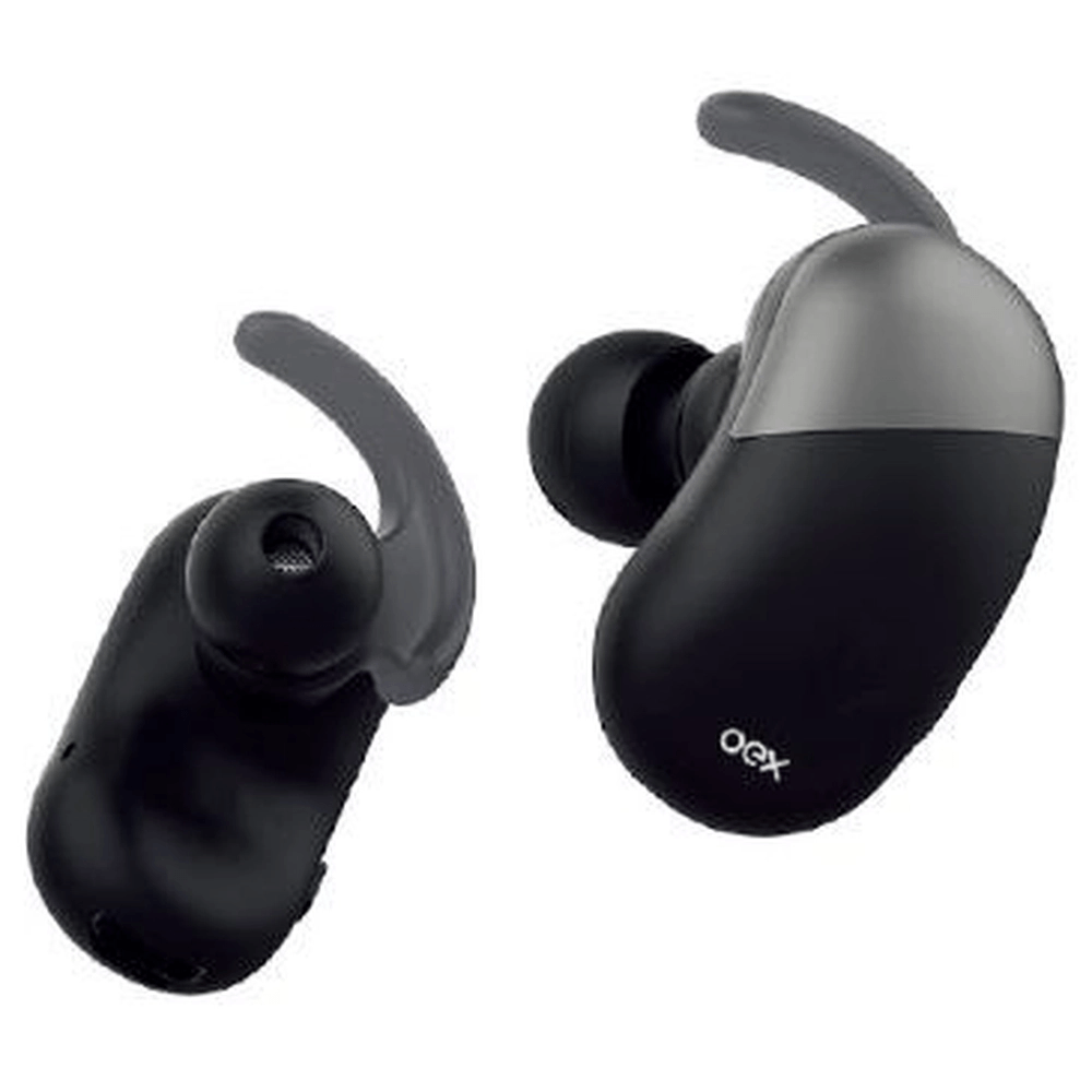 Fone de Ouvido Bluetooth 5.0 OEX DOT TWS30 Preto e Cinza Recarga USB com Case com Zíper