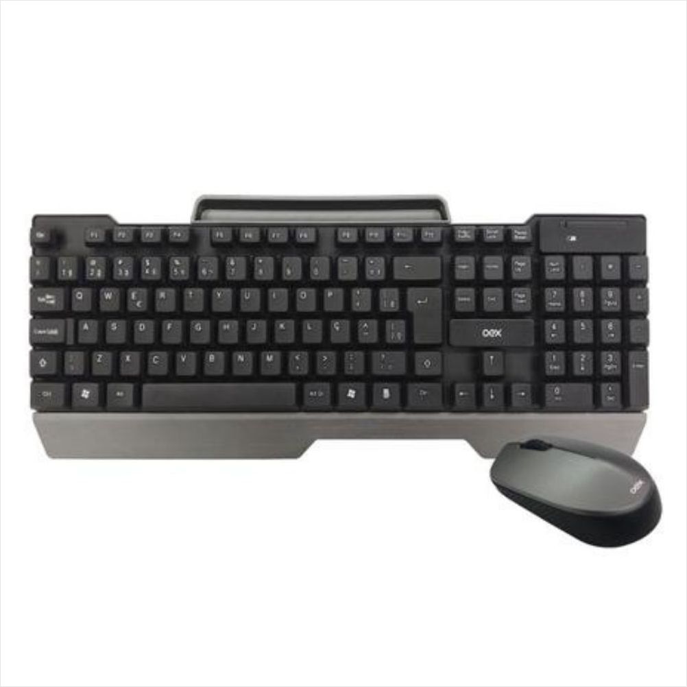 Encontraproduto.com.br - Combo Teclado e Mouse Sem Fio 1200 DPI Oex Office TM406 Preto e Cinza