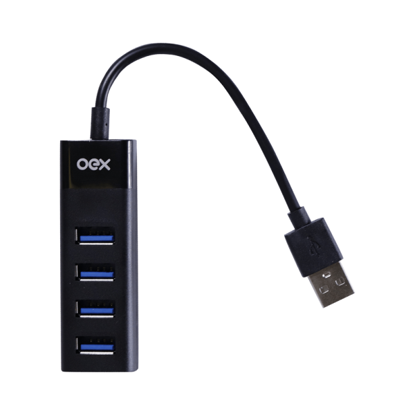 Encontraproduto.com.br - Hub Usb 2.0 Distribuidor Preto 400ma Com 4 Portas Oex Hb102